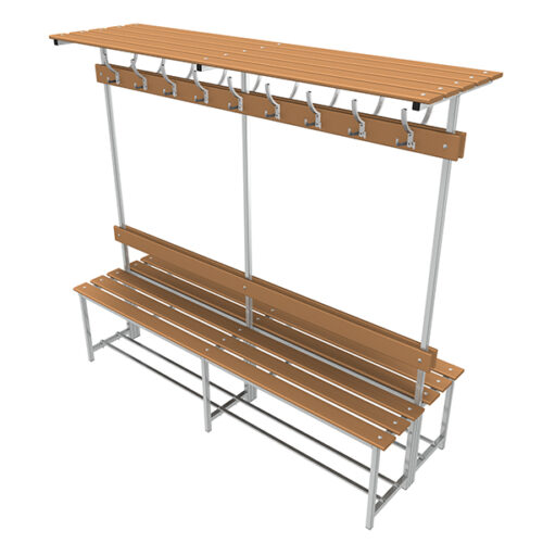 banco de madera y acero